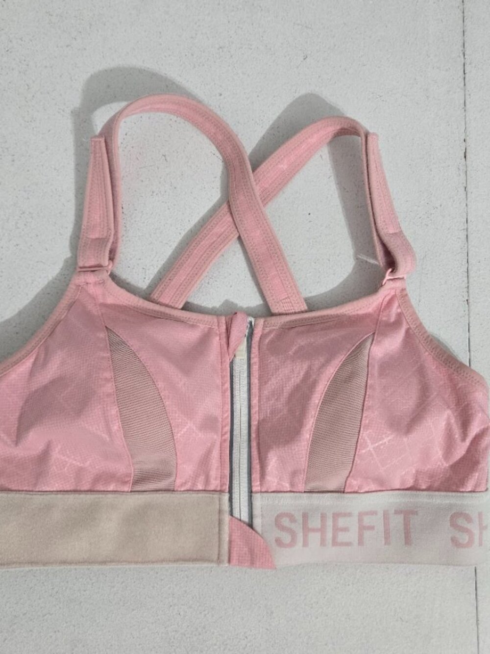 Shefit Womens Ultimate Sports Bra Size M Pink Moisture Wicking High Impact Zip